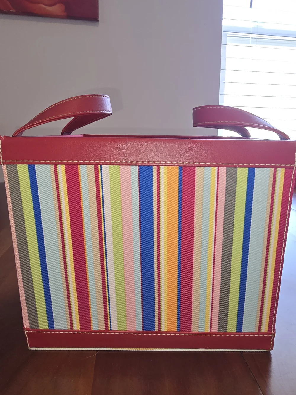 Striped Red Accent Storage Tote-Home Storage & Organization, Excellent Condition